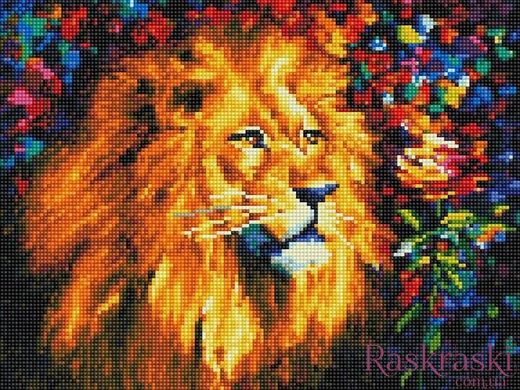 Картина из мозаики Лев Rainbow Art (EJ1158, На подрамнике) фото интернет-магазина Raskraski.com.ua