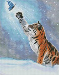 Набор алмазной вышивки Забавы тигрёнка с голограммными стразами (AB) ©khutorna_art Идейка (AMO7534, На подрамнике) фото интернет-магазина Raskraski.com.ua