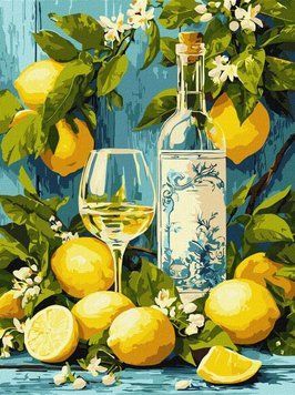 Картина за номерами Біле вино та лимони &copy;art_selena_ua (KHO5769) Ідейка (Без коробки) 30 х 40 см