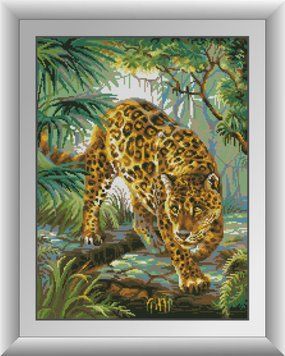 Картина алмазами Леопард в джунглях Dream Art (DA-31043) 41 x 55 см фото інтернет-магазину Raskraski.com.ua