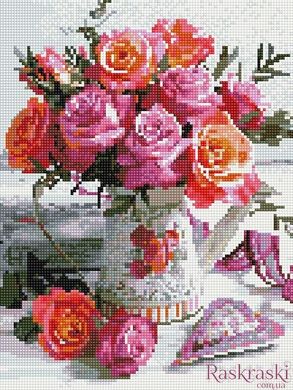 Алмазная вышивка Чайные розы Rainbow Art (EJ1157, На подрамнике) фото интернет-магазина Raskraski.com.ua