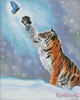 Набор алмазной вышивки Забавы тигрёнка с голограммными стразами (AB) ©khutorna_art Идейка (AMO7534, На подрамнике) фото интернет-магазина Raskraski.com.ua