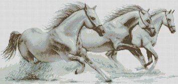 Алмазна живопис Трійка коней (34 х 72 см) Dream Art (DA-31738) 34 х 72 см фото інтернет-магазину Raskraski.com.ua