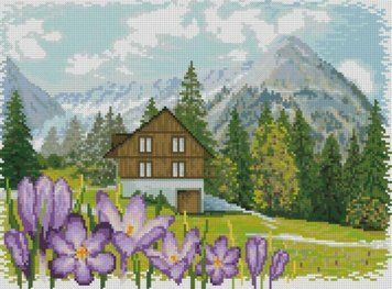 Мозаїка алмазна Крокуси в Альпах (32 х 45 см) Dream Art (DA-31835) 32 х 45 см фото інтернет-магазину Raskraski.com.ua