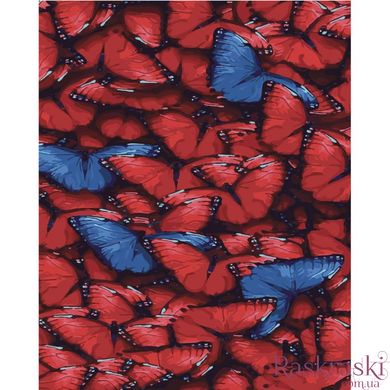Картина по номерам Красные бабочки (с золотой краской) (SR-B-SY6414) Strateg фото интернет-магазина Raskraski.com.ua