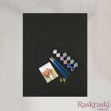 "Сияющие семейные ладошки" Набор для создания отпечатков на черном полотне (синие и розовые блестки) 40*50 фото интернет-магазина Raskraski.com.ua