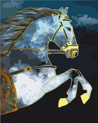 Картина по номерам Скакун в сумерках с золотой краской (BS53041) (Без коробки)