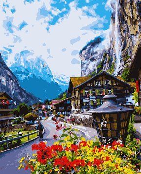 Живопис по номерам Квітуча Швейцарія (PN2708) Artissimo 40 х 50 см