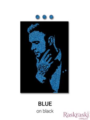 Флип-флоп портрет с блестками размером 40х60 см Blue on black фото интернет-магазина Raskraski.com.ua