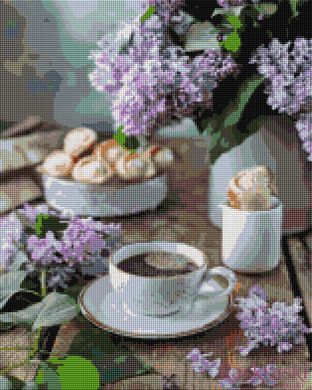 Картина алмазами Кофе с сиреневым ароматом BrushMe (DBS1105, На подрамнике) фото интернет-магазина Raskraski.com.ua