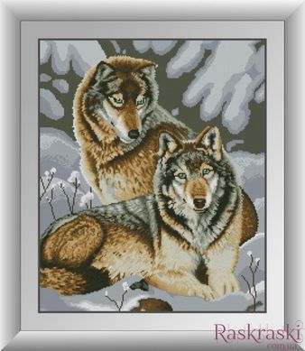 Картина з мозаїки Два вовка Dream Art (DA-30858) фото інтернет-магазину Raskraski.com.ua