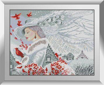 Картина мозаика Девушка-зима Dream Art (DA-31308, Без подрамника) 55 x 71 см фото интернет-магазина Raskraski.com.ua