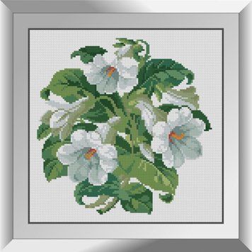 Набор алмазной вышивки Белые цветы Dream Art (DA-31158, Без подрамника) 30 x 30 см фото интернет-магазина Raskraski.com.ua