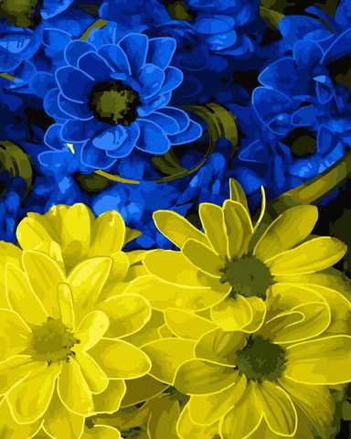 Фотообои Желто-голубые цветы