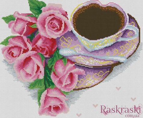 Картина стразами Кава з трояндами (41 х 50 см) Dream Art (DA-31810) фото інтернет-магазину Raskraski.com.ua