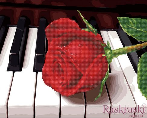 Алмазна картина Роза і піаніно (GZS1018) Rainbow Art (Без коробки) фото інтернет-магазину Raskraski.com.ua