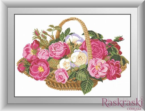 Алмазная вышивка Корзина роз Dream Art (DA-30589, Без подрамника) фото интернет-магазина Raskraski.com.ua