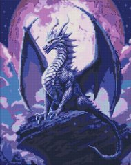 Алмазная живопись Величественный дракон с голограммными стразами (AB) Идейка (AMO7914, На подрамнике) фото интернет-магазина Raskraski.com.ua