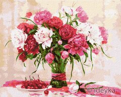 Холст для рисования Белые и розовые пионы (KH3185) Идейка фото интернет-магазина Raskraski.com.ua