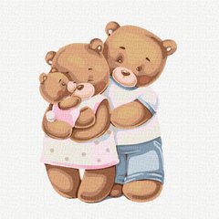 Картина по номерам Счастливая семья медвежат (KHO6028) Идейка (Без коробки)