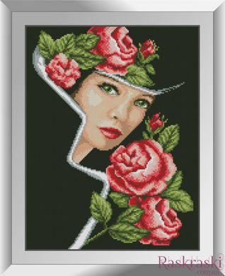 Картина из страз Портрет с розами Dream Art (DA-31294, Без подрамника) фото интернет-магазина Raskraski.com.ua