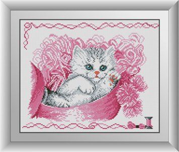 Картина зі страз Кішечка в коробці Dream Art (DA-30572) 30 х 37 см фото інтернет-магазину Raskraski.com.ua