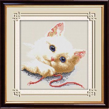 Картина алмазами Грайливий кошеня (квадратні камені, повна зашивання) Dream Art (DA-30504) 25 х 25 см фото інтернет-магазину Raskraski.com.ua