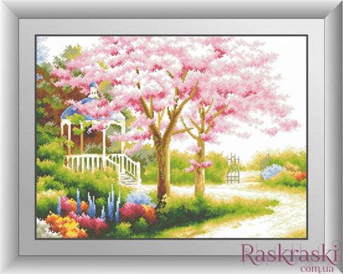 Картина из мозаики Весенний сад (квадратные камни, полная зашивка) Dream Art (DA-30452, Без подрамника) фото интернет-магазина Raskraski.com.ua