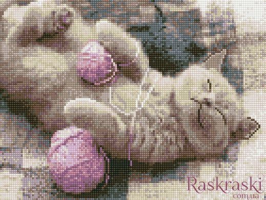 Алмазна вишивка Кошеня і клубочки Rainbow Art (EJ1308) фото інтернет-магазину Raskraski.com.ua