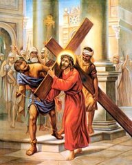 Картина зі страз Ісус бере хрест на свої плечі ТМ Алмазна мозаіка (DM-445) фото інтернет-магазину Raskraski.com.ua