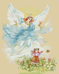 Картина по номерам Ангел-хранитель для девочки худ. Надежда Старовойтова (GVR-180700) Диамантовые ручки (Без коробки)