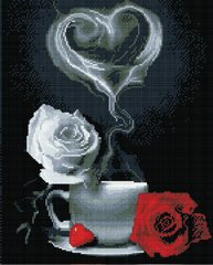Алмазная вышивка Кофе с розами Никитошка (GJ5108, На подрамнике) фото интернет-магазина Raskraski.com.ua