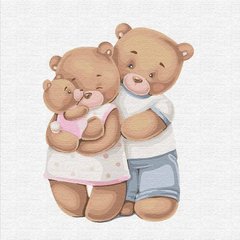 Картины по номерам Счастливая семья медвежат (KHO2347) Идейка (Без коробки)