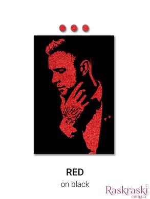 Портрет на замовлення фліп-флоп з блискітками, полотно 60x80 см червоний на чорному фото інтернет-магазину Raskraski.com.ua