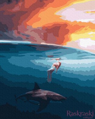 Картини за номерами На одній хвилі з акулою (BK-GX39216) (Без коробки)