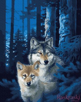 Раскраска по номерам Ночные волки (BK-GX28852) (Без коробки)