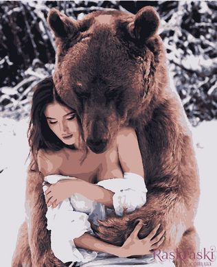 Картина по номерам Девушка и медведь (PN6803) Artissimo (Без коробки)