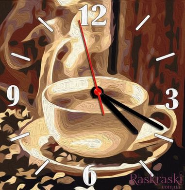 Картина по номерам часы Душистый кофе (ASG013) ArtStory (Без коробки)