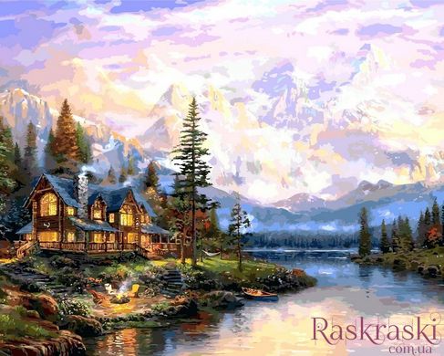 Раскраска по номерам Дом у горного озера (VPS1113) Babylon фото интернет-магазина Raskraski.com.ua