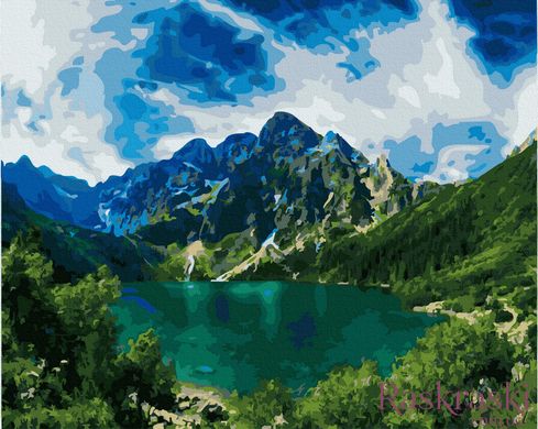 Розмальовка по цифрам Гірське озеро (BRM40316) фото інтернет-магазину Raskraski.com.ua