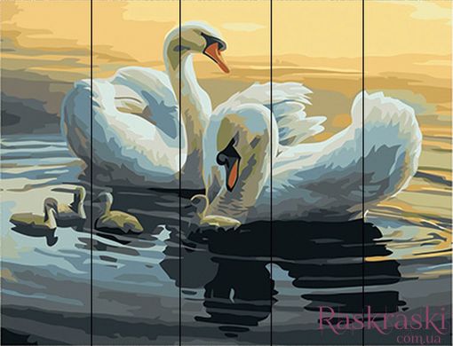 Картина по номерам на дереве Лебеди на пруду (RA-W011) Rainbow Art фото интернет-магазина Raskraski.com.ua