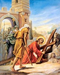 Мозаїка алмазна Ісус уперше падає під тягарем хреста ТМ Алмазна мозаіка (DM-446) фото інтернет-магазину Raskraski.com.ua