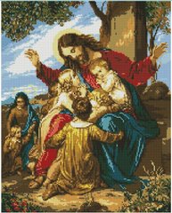 Картина из мозаики Иисус и дети ColorArt (CLR-PSP027, На подрамнике) фото интернет-магазина Raskraski.com.ua