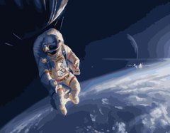 Картина по номерам Космонавт в галактике (SR-GS362) Strateg (Без коробки)