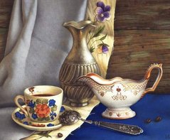 Картина из мозаики Натюрморт с кофе ТМ Алмазная мозаика (DMF-162, На подрамнике) фото интернет-магазина Raskraski.com.ua
