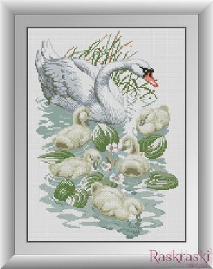 Картина з мозаїки Лебідь з пташенятами Dream Art (DA-30896) фото інтернет-магазину Raskraski.com.ua