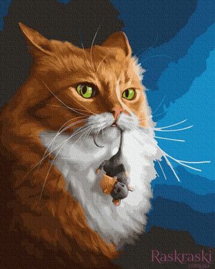 Картина по номерам Кот с мышкой (BK-GX27371) (Без коробки)