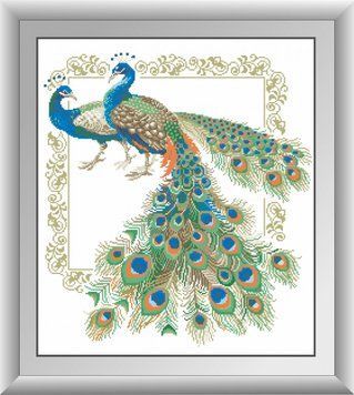 Картина из страз Пара павлинов (квадратные камни, полная зашивка) Dream Art (DA-30506, Без подрамника) 54 х 59 см фото интернет-магазина Raskraski.com.ua