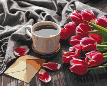 Картина по цифрам Тюльпаны кофе (BS36492) (Без коробки)