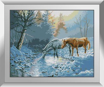 Картина алмазами Зимний водопой Dream Art (DA-31296, Без подрамника) 48 x 60 см фото интернет-магазина Raskraski.com.ua